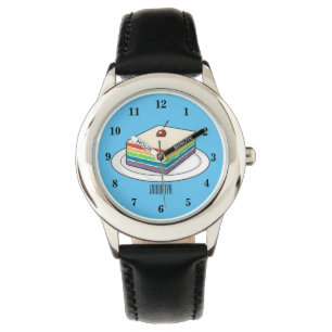 Rainbow cake cartoon illustration watch