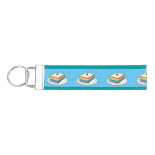 Rainbow cake cartoon illustration wrist keychain