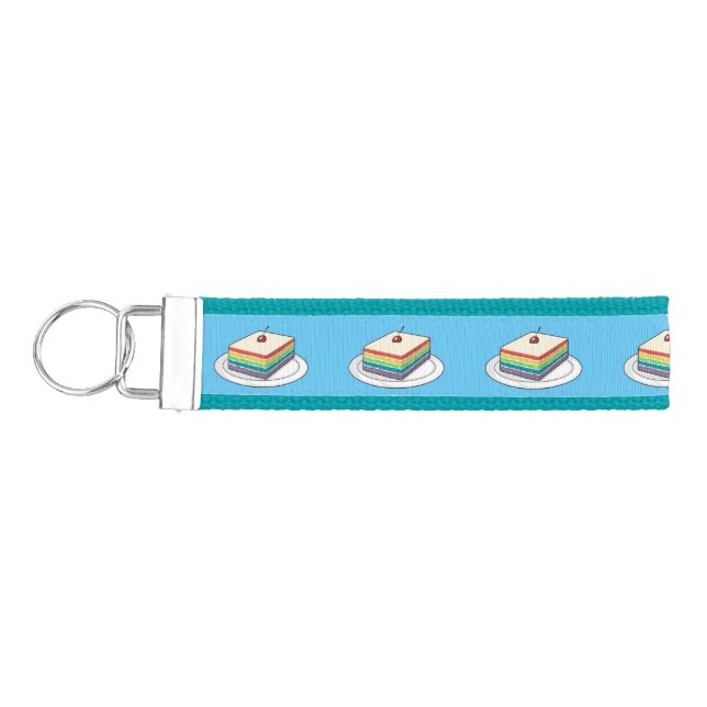 Rainbow cake cartoon illustration  wrist keychain (Keys on Left)