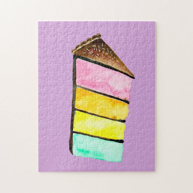 Rainbow cake cute watercolor  jigsaw puzzle (Vertical)