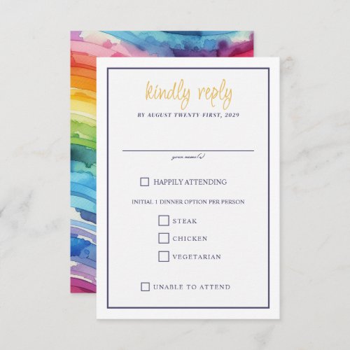 Rainbow Cake Food Choices RSVP Card