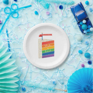 Rainbow Cake Happy Birthday Make a Wish Paper Plates
