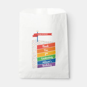 Rainbow Cake Happy Birthday Personalized Custom Favor Bag