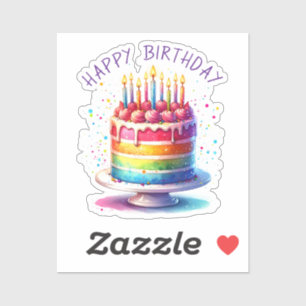 Rainbow Cake Happy Birthday Sticker