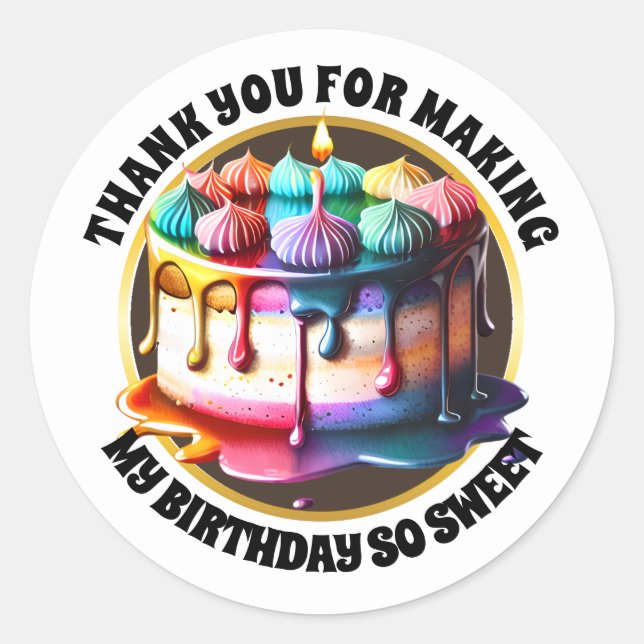 Rainbow cake meringue dessert candy modern kids classic round sticker (Front)