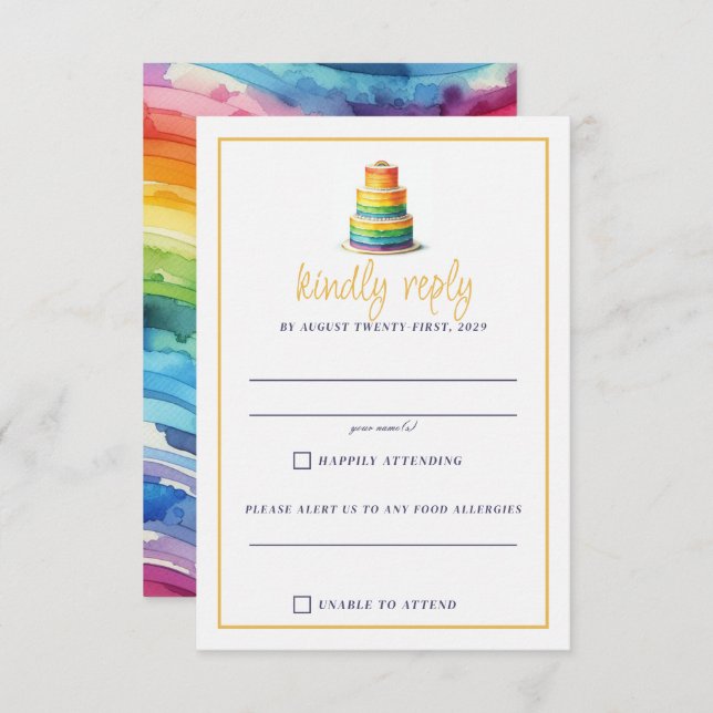 Rainbow Cake RSVP Card (Front/Back)