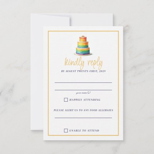 Rainbow Cake RSVP Card