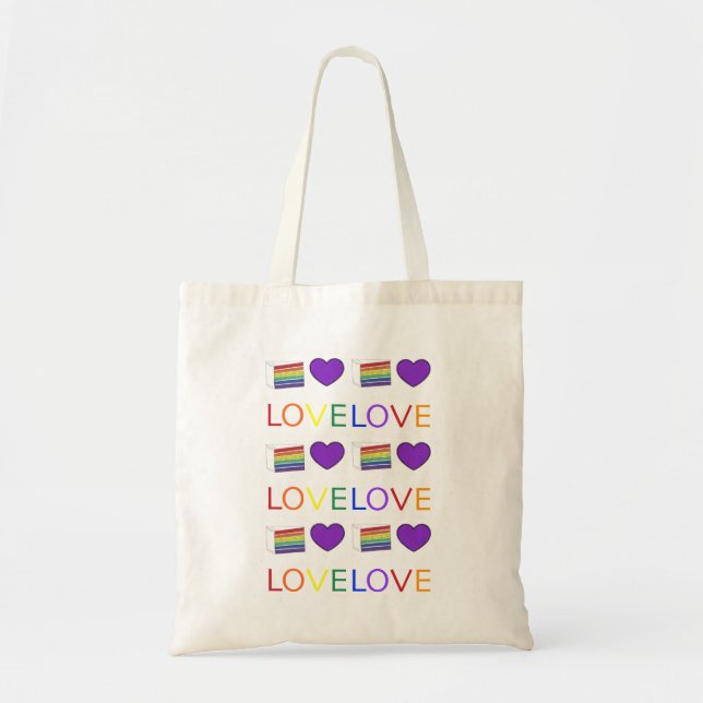Rainbow Cake Slice Heart Lgbt Gay Pride LOVE Tote (Front)