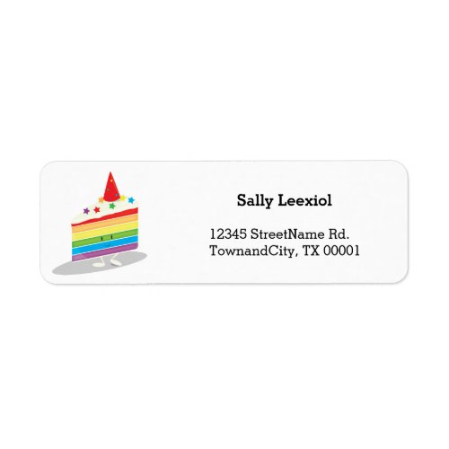 Rainbow Cake Slice  Return Address Label