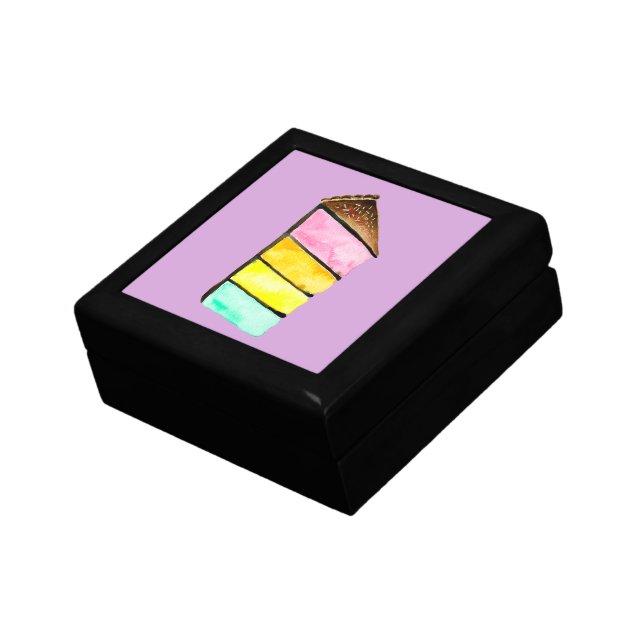 Rainbow Cake watercolor cute Gift Box (Side)