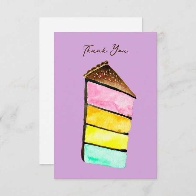 Rainbow Cake watercolor cute Note Card (Front/Back)
