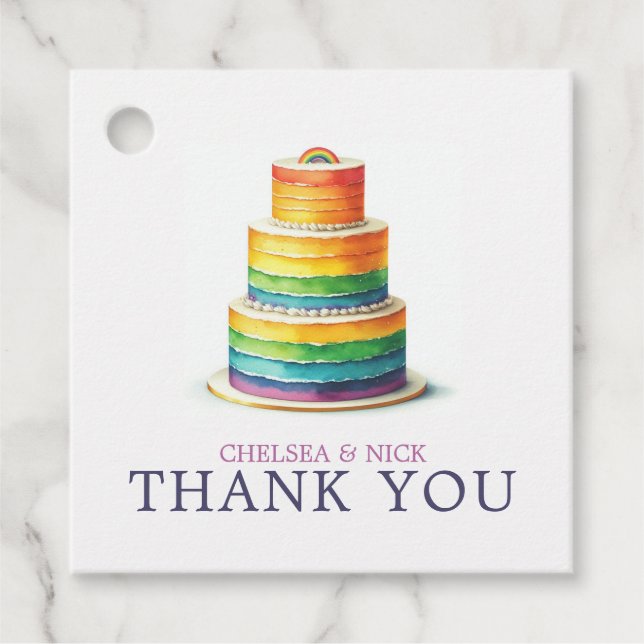 Rainbow Cake Wedding Favor Tags (Front)
