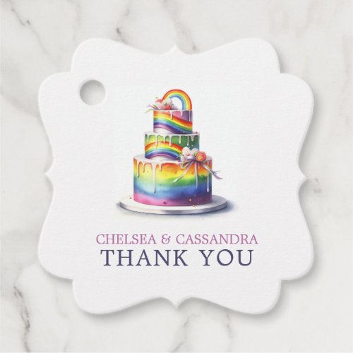 Rainbow Cake Wedding Favor Tags