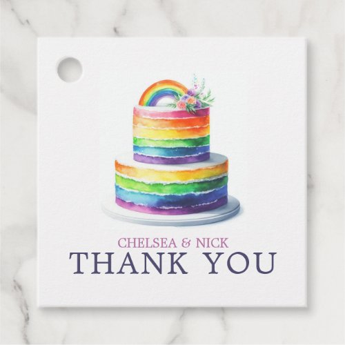 Rainbow Cake Wedding Favor Tags