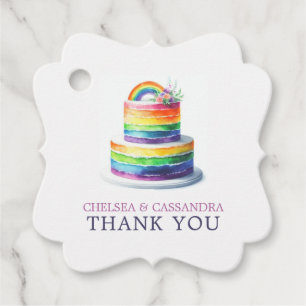 Rainbow Cake Wedding Favor Tags