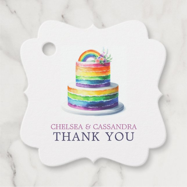 Rainbow Cake Wedding Favor Tags (Front)