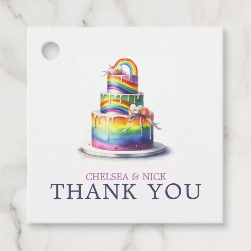 Rainbow Cake Wedding Favor Tags