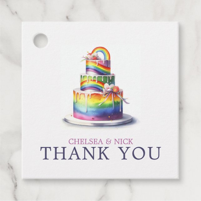 Rainbow Cake Wedding Favor Tags (Front)