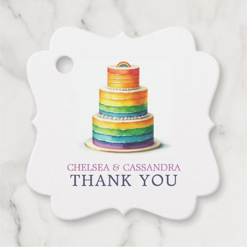 Rainbow Cake Wedding Favor Tags