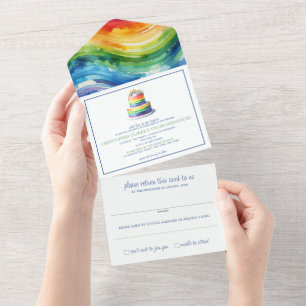 Rainbow Cake Wedding Invitation