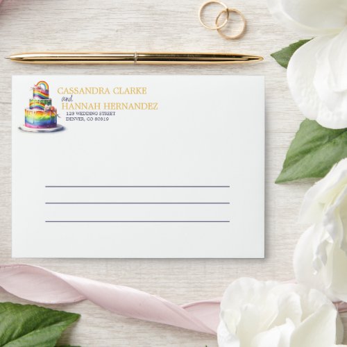 Rainbow Cake Wedding Invitation Envelope