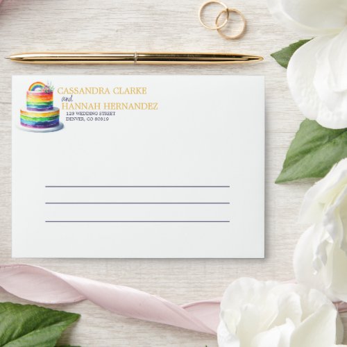Rainbow Cake Wedding Invitation Envelope