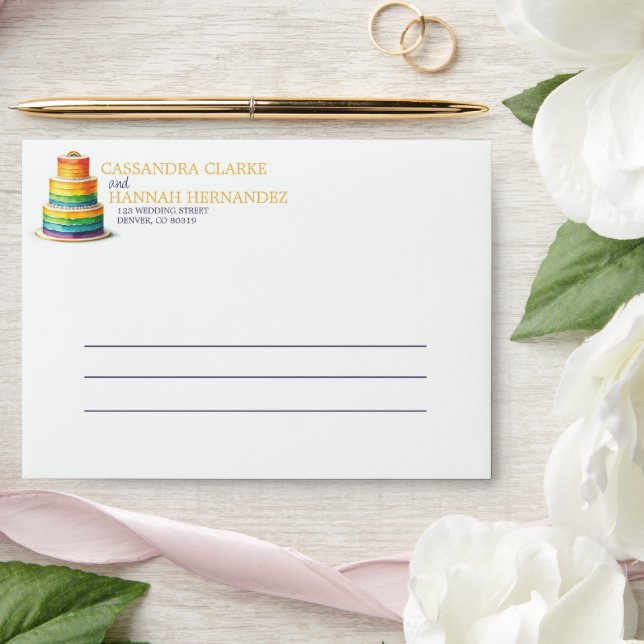 Rainbow Cake Wedding Invitation Envelope (Wedding)