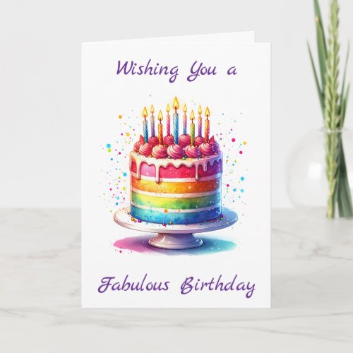 Rainbow Cake | Wishing you a Fabulous Birthday Card