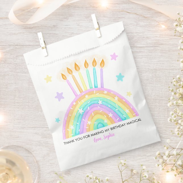 Rainbow Cake with Candles and Sprinkles Favor Bag (Clipped)