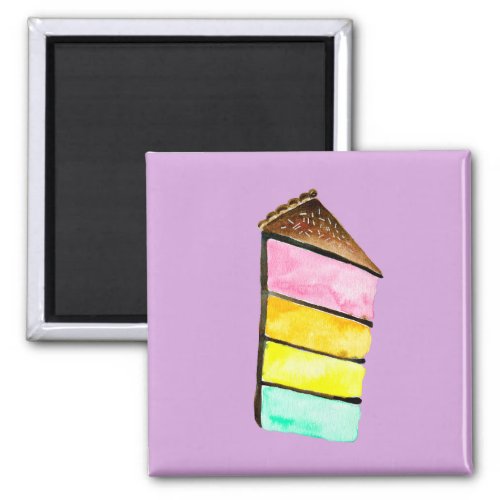 Rainbow cake yum watercolor cute art magnet