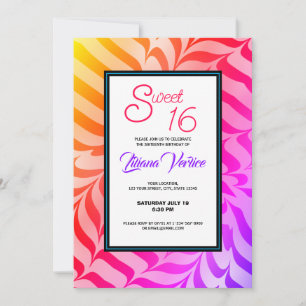 Rainbow Calligraphy Psychedelic Tiger Stripes Invitation