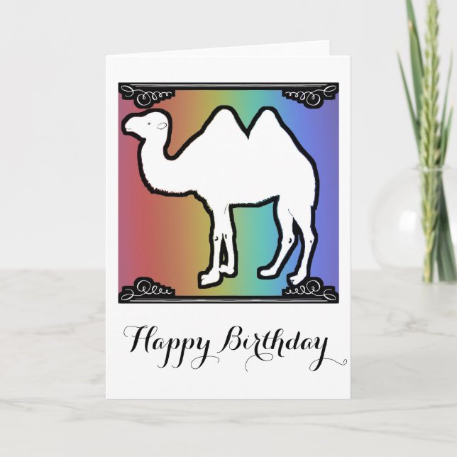 Rainbow Camel Birthday Card (Front)