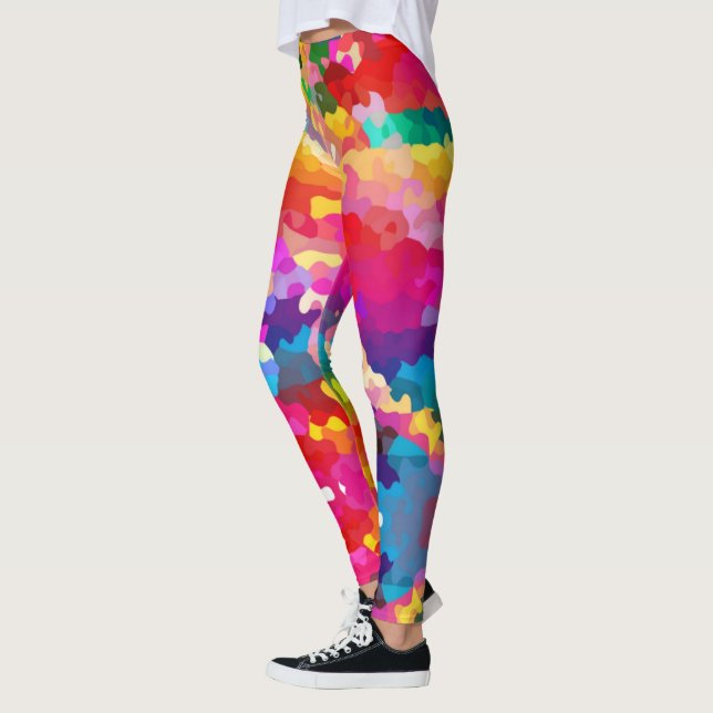 Rainbow Camouflage Leggings - Colorful Pants (Left)