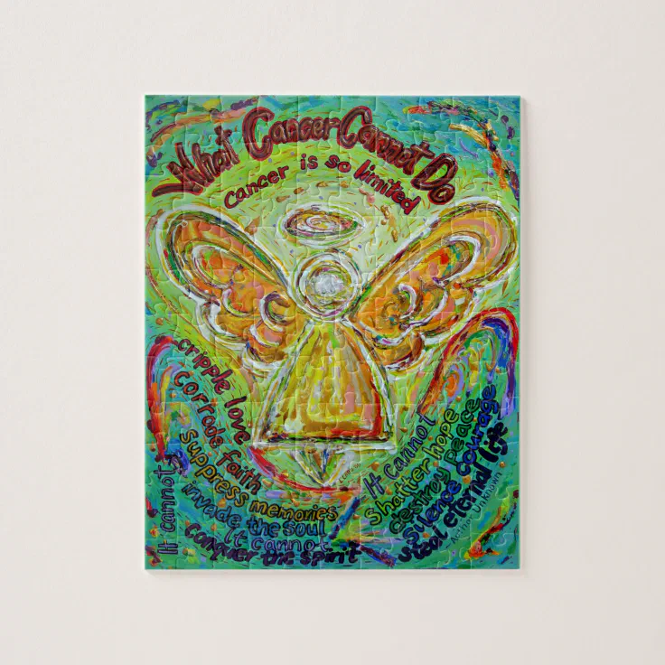 Rainbow Cancer Angel Art Painting Puzzle | Zazzle