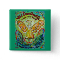 Rainbow Cancer Angel Painting Pins or Buttons
