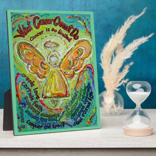 Rainbow Cancer Cannot Do Angel Art Painting Plaque (Side)