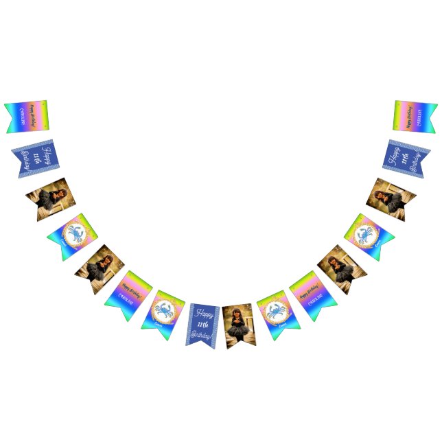 Rainbow Cancer Glitter Birthday Party Bunting Flags (All)