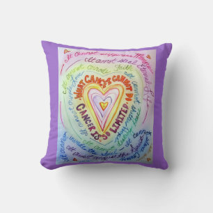 Rainbow Cancer Heart Decorative Throw Pillow