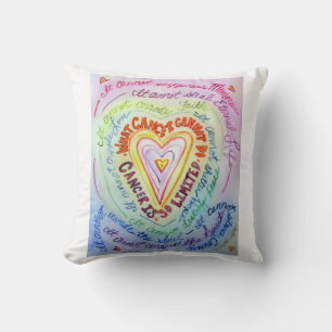 Rainbow Cancer Heart Decorative Throw Pillow