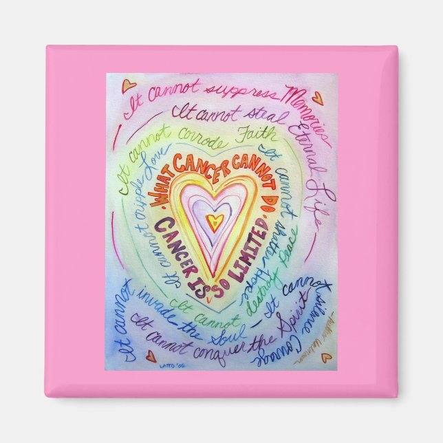 Rainbow Cancer Heart Magnet (Front)