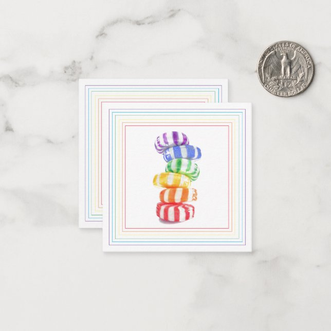 RAINBOW CANDY 2.5" Square Blank Flat Card (Front/Back In Situ)