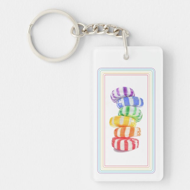 RAINBOW CANDY Acrylic Rectangle Keychain (Front)