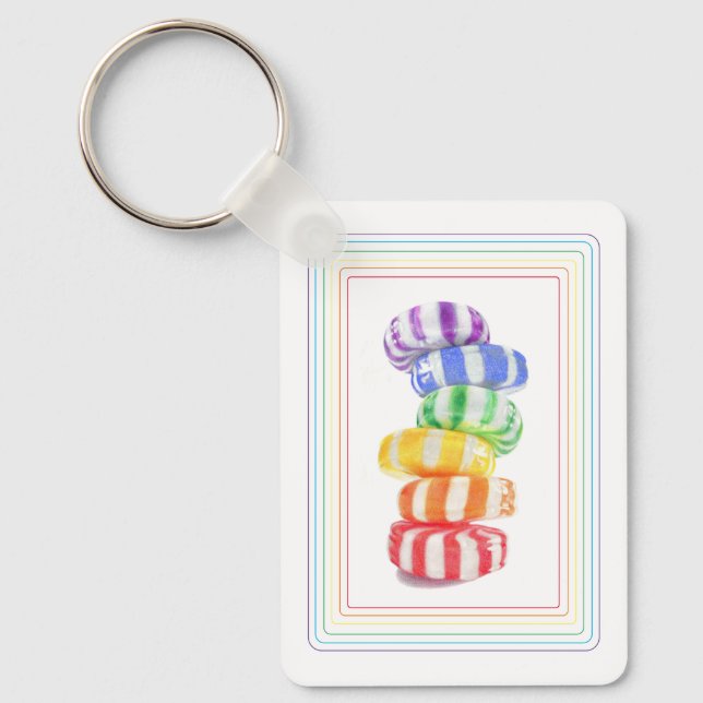 RAINBOW CANDY Aluminum Rectangle Keychain (Front)