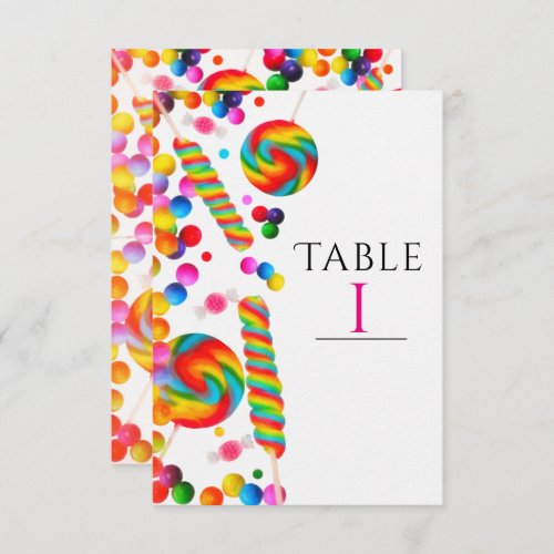 Rainbow Candy Birthday Party Table Number Card