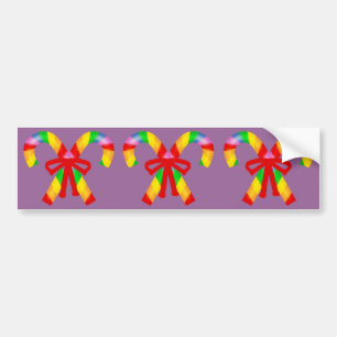 Rainbow Candy Canes Bumper Sticker
