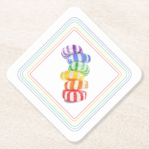 RAINBOW CANDY Diamond Paper Coasters