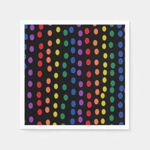 Rainbow Candy Dots on Black Napkins