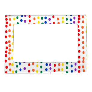 Rainbow Candy Dots on White  Magnetic Frame