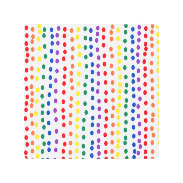 Rainbow Candy Dots on White  Metal Print (Front)