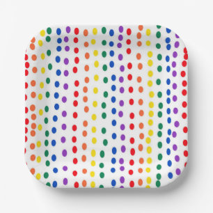 Rainbow Candy Dots on White Paper Plates